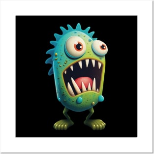 Green and Blue Cute Monster Posters and Art